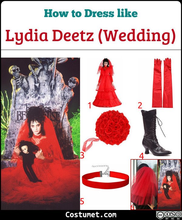 Lydia Deetz Wedding Red Costume for Cosplay & Halloween